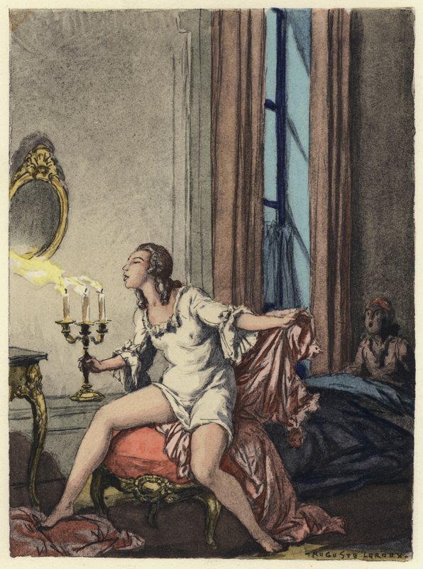 Ilustração para as memórias de Casanova (litografia a cores) de Jules Marie Auguste Leroux