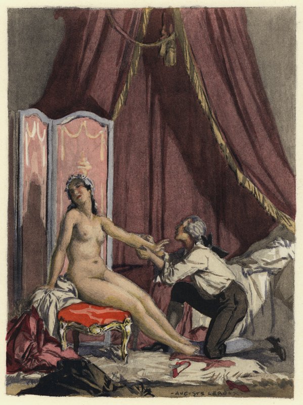 Ilustração para as memórias de Casanova (litografia a cores) de Jules Marie Auguste Leroux