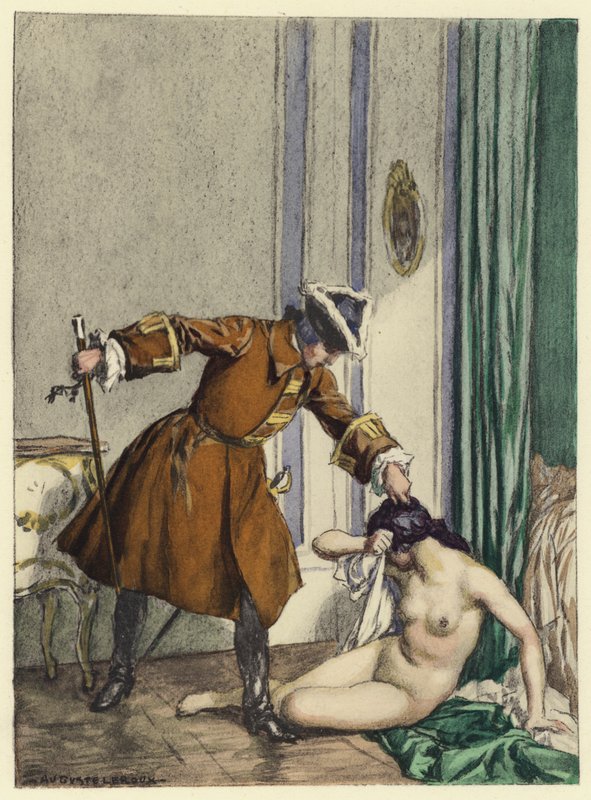 Ilustração para as memórias de Casanova (litografia a cores) de Jules Marie Auguste Leroux