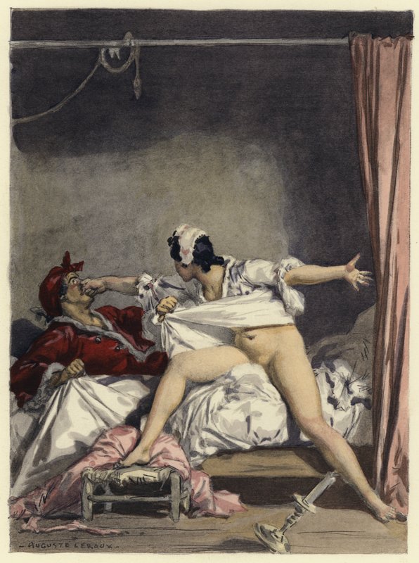 Ilustração para as memórias de Casanova (litografia a cores) de Jules Marie Auguste Leroux