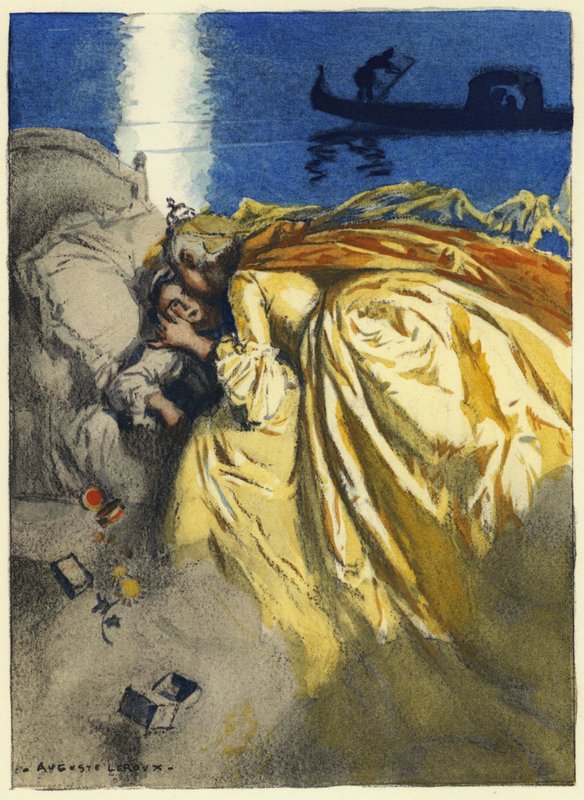 Ilustração para as memórias de Casanova (litografia a cores) de Jules Marie Auguste Leroux