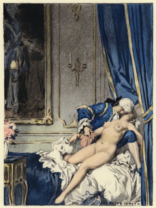 Ilustração para as memórias de Casanova (litografia a cores) de Jules Marie Auguste Leroux