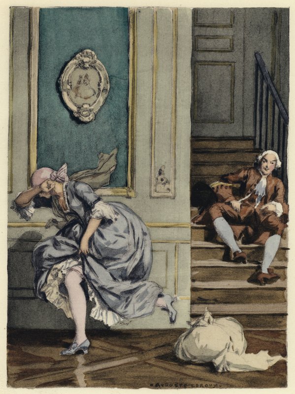 Ilustração para as memórias de Casanova (litografia a cores) de Jules Marie Auguste Leroux