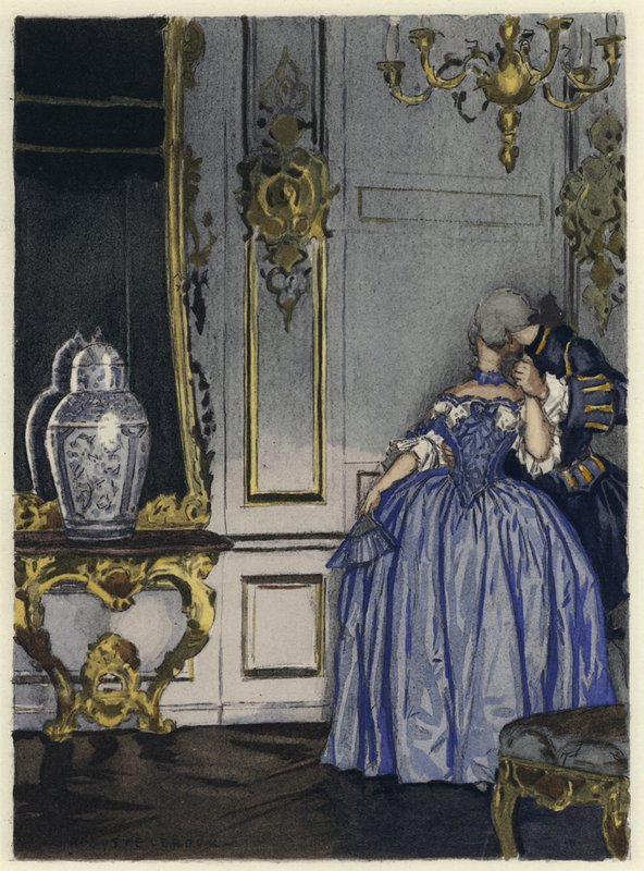Ilustração para as memórias de Casanova (litografia a cores) de Jules Marie Auguste Leroux