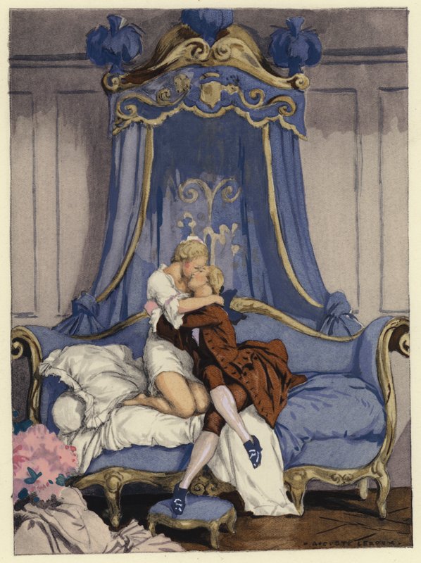 Ilustração para as memórias de Casanova (litografia a cores) de Jules Marie Auguste Leroux