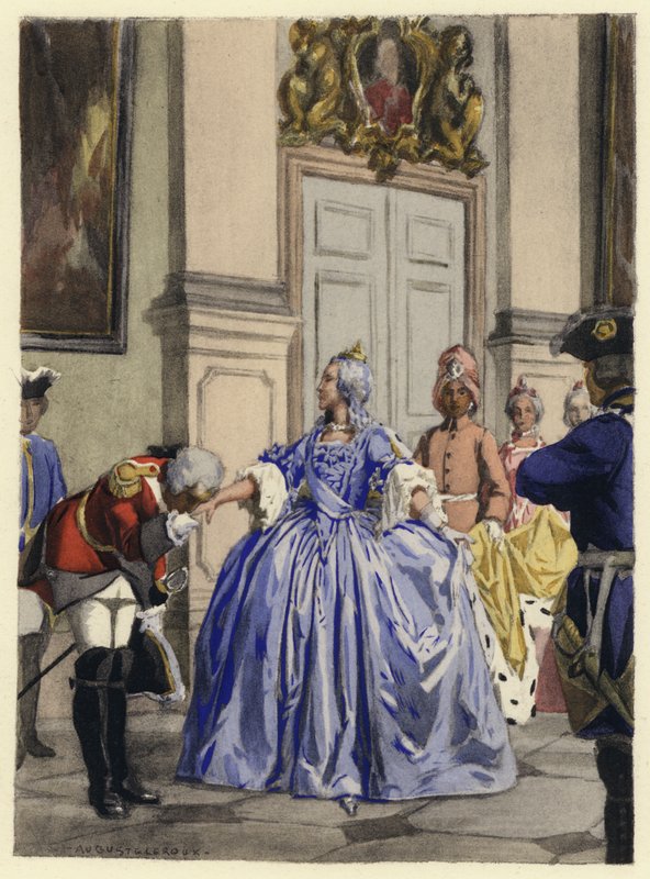 Ilustração para as memórias de Casanova (litografia a cores) de Jules Marie Auguste Leroux