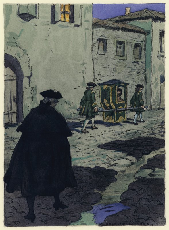Ilustração para as memórias de Casanova (litografia a cores) de Jules Marie Auguste Leroux