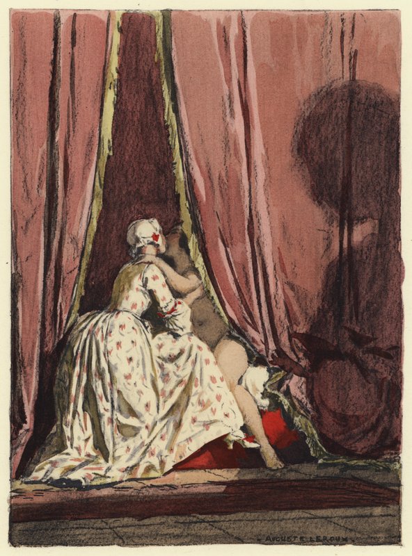 Ilustração para as memórias de Casanova (litografia a cores) de Jules Marie Auguste Leroux