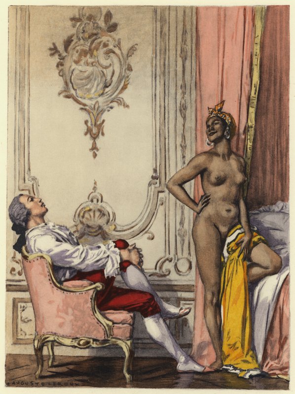 Ilustração para as memórias de Casanova (litografia a cores) de Jules Marie Auguste Leroux