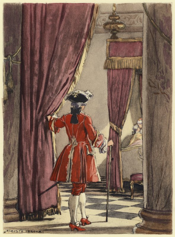 Ilustração para as memórias de Casanova (litografia a cores) de Jules Marie Auguste Leroux