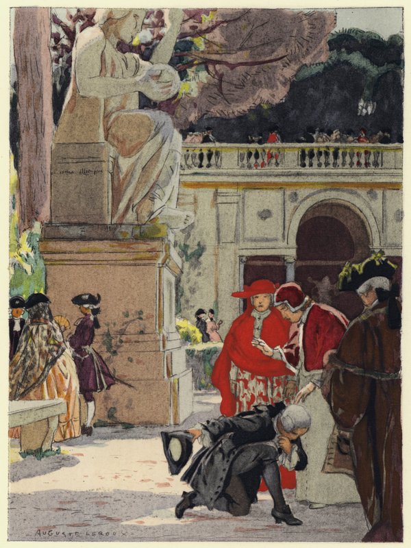 Ilustração para as memórias de Casanova (litografia a cores) de Jules Marie Auguste Leroux