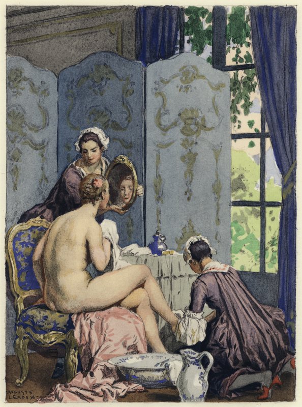 Ilustração para as memórias de Casanova (litografia a cores) de Jules Marie Auguste Leroux