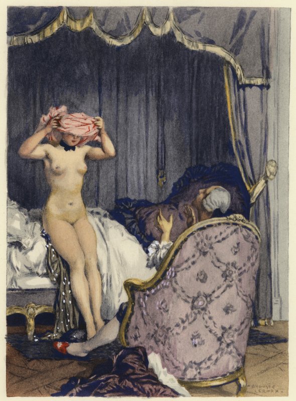Ilustração para as memórias de Casanova (litografia a cores) de Jules Marie Auguste Leroux