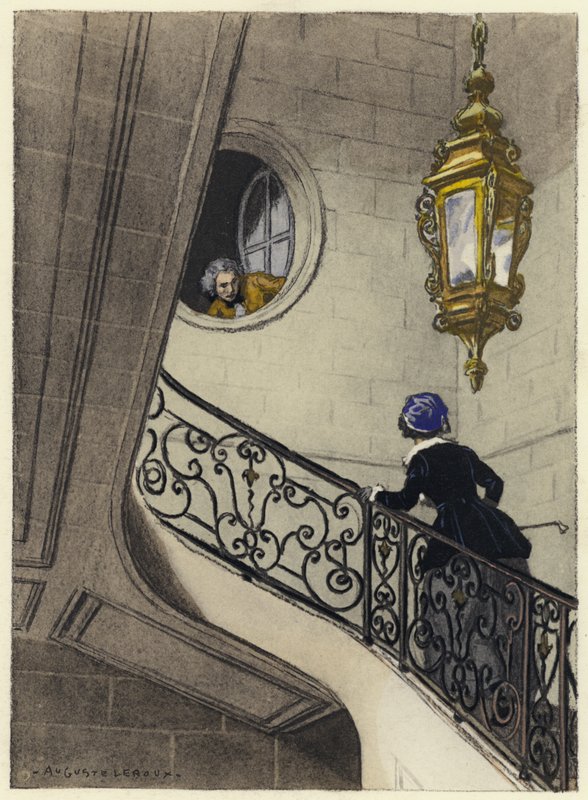 Ilustração para as memórias de Casanova (litografia a cores) de Jules Marie Auguste Leroux