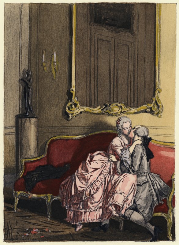 Ilustração para as memórias de Casanova (litografia a cores) de Jules Marie Auguste Leroux