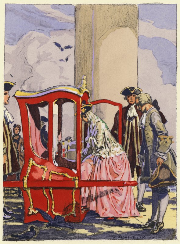 Ilustração para as memórias de Casanova (litografia a cores) de Jules Marie Auguste Leroux