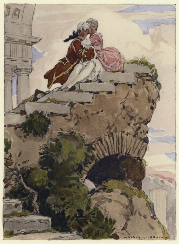 Ilustração para as memórias de Casanova (litografia a cores) de Jules Marie Auguste Leroux
