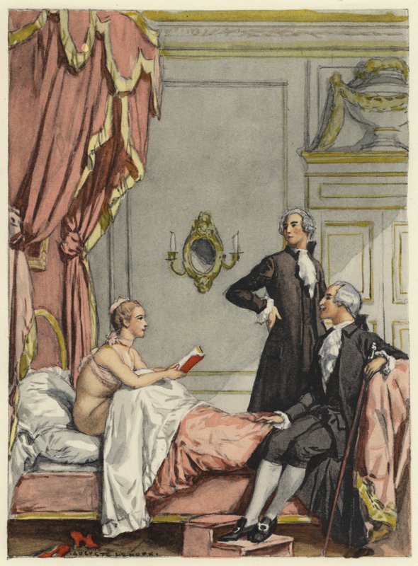 Ilustração para as memórias de Casanova (litografia a cores) de Jules Marie Auguste Leroux