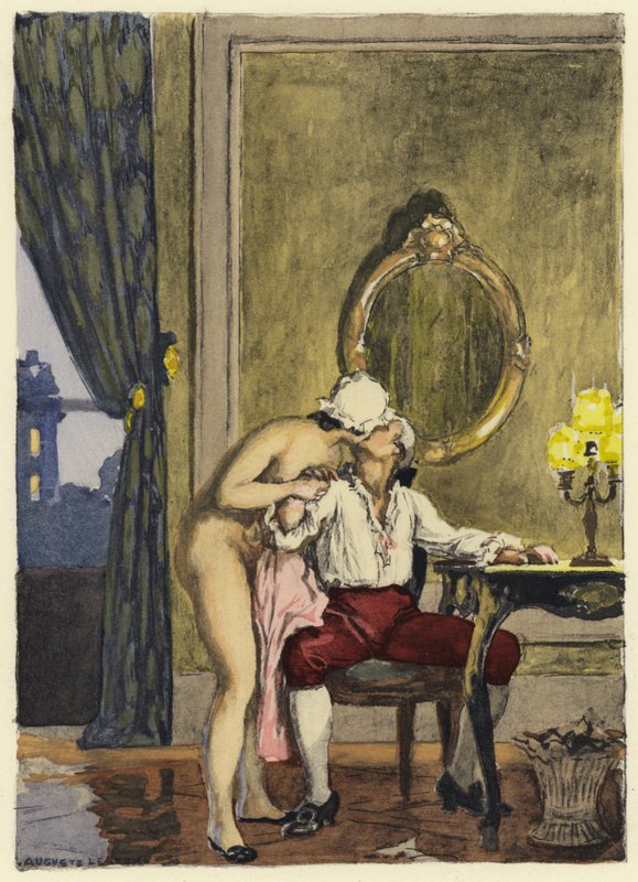 Ilustração para as memórias de Casanova (litografia a cores) de Jules Marie Auguste Leroux