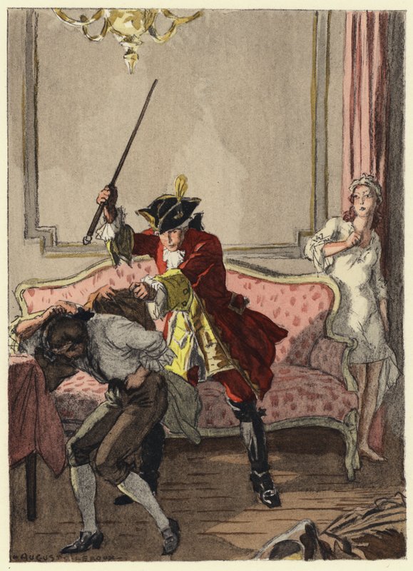 Ilustração para as memórias de Casanova (litografia a cores) de Jules Marie Auguste Leroux