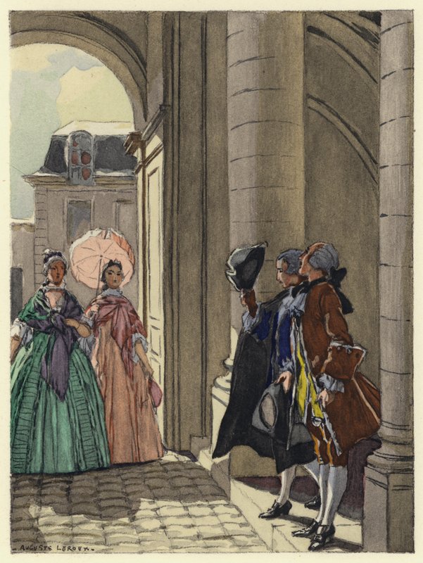 Ilustração para as memórias de Casanova (litografia a cores) de Jules Marie Auguste Leroux
