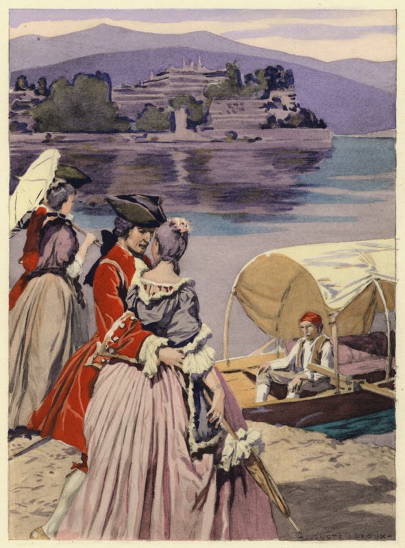 Ilustração para as memórias de Casanova (litografia a cores) de Jules Marie Auguste Leroux