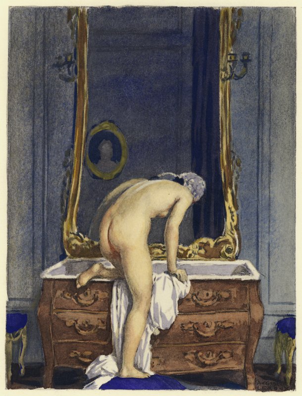 Ilustração para as memórias de Casanova (litografia a cores) de Jules Marie Auguste Leroux