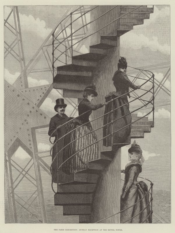 A exposição de Paris, recepção aos domingos na Torre Eiffel de Julius Mandes Price