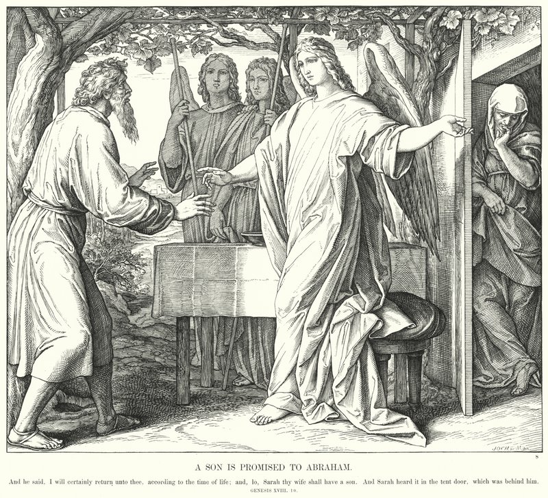 Um Filho é Prometido a Abraão (gravura) de Julius (after) Schnorr von Carolsfeld