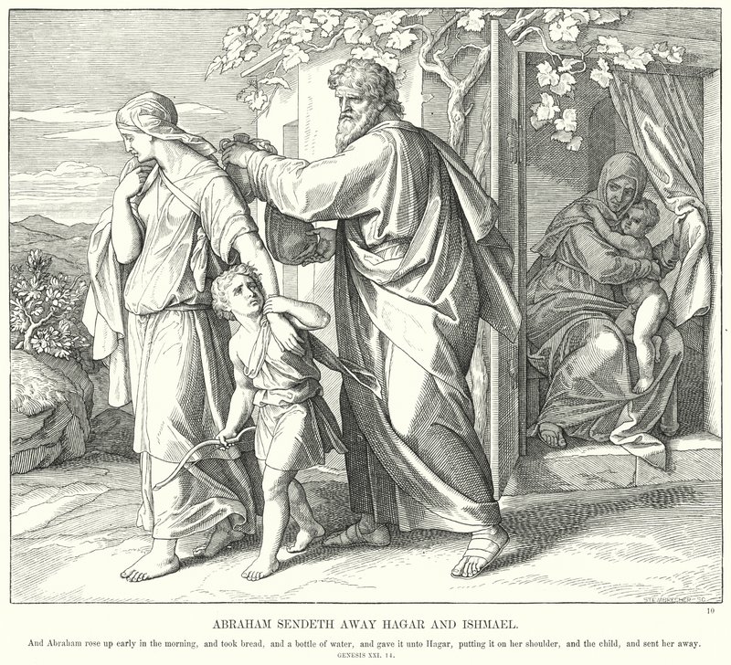Abraão Manda embora Hagar e Ismael (gravura) de Julius (after) Schnorr von Carolsfeld
