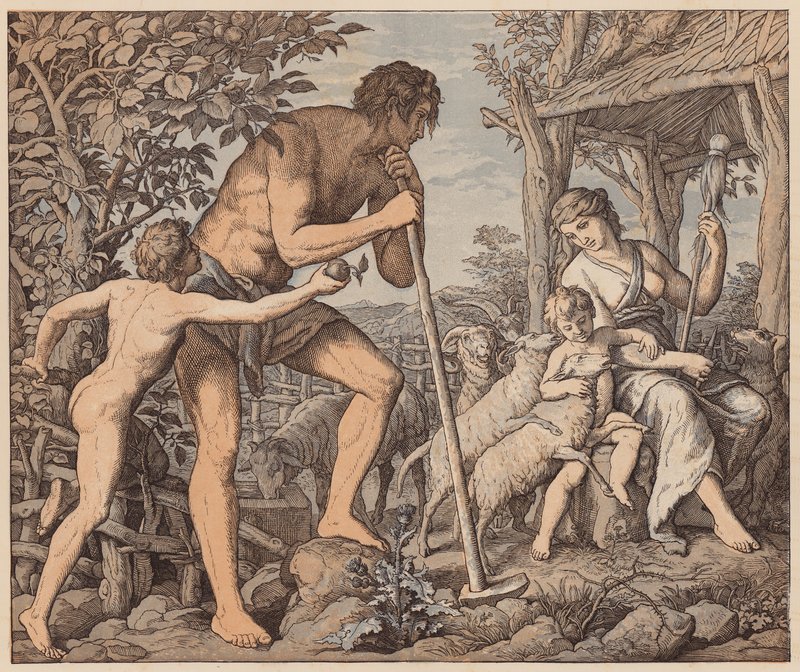 Adão e Eva depois da queda, Génesis, III de Julius (after) Schnorr von Carolsfeld