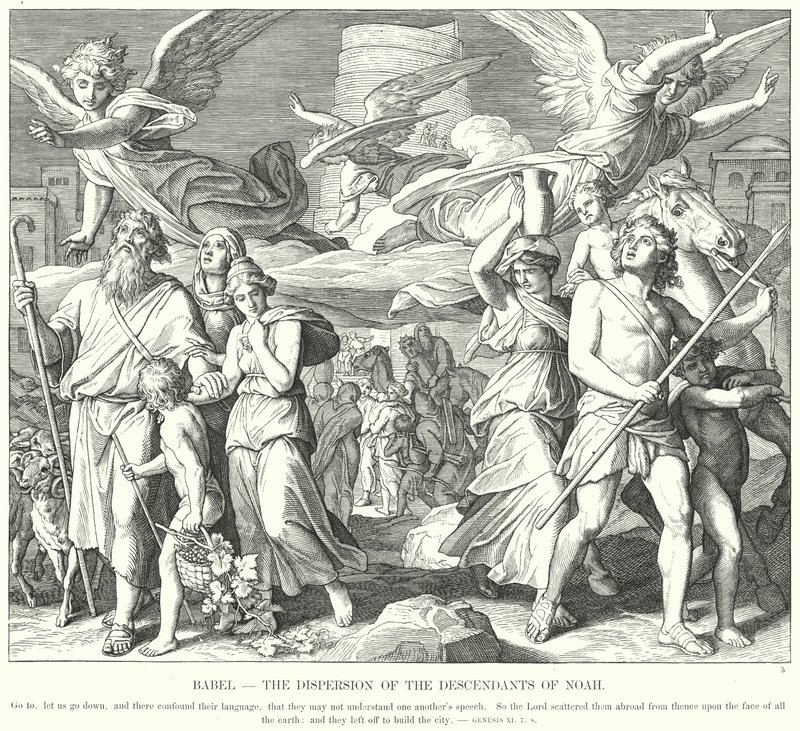 Babel, a Dispersão dos Descendentes de Noé (gravura) de Julius (after) Schnorr von Carolsfeld