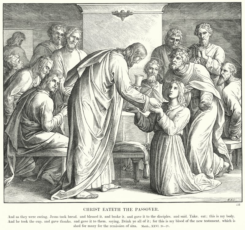 Cristo Comer a Páscoa (gravura) de Julius (after) Schnorr von Carolsfeld
