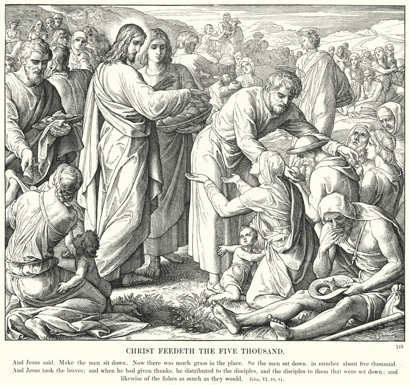 Cristo Alimenta os Cinco Mil (gravura) de Julius (after) Schnorr von Carolsfeld
