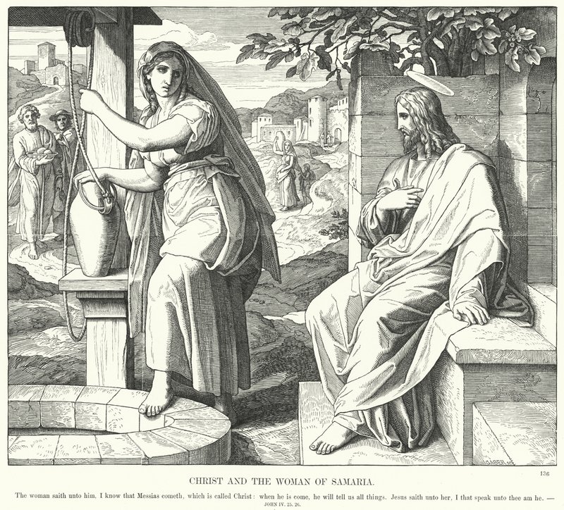Cristo e a Mulher de Samaria (gravura) de Julius (after) Schnorr von Carolsfeld