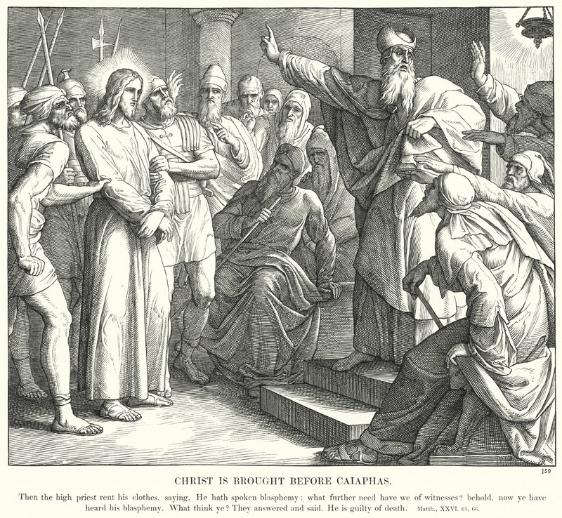 Cristo é trazido antes de Caifás (gravura) de Julius (after) Schnorr von Carolsfeld