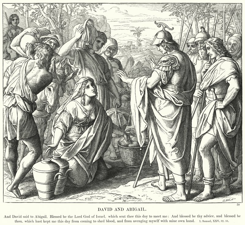 David e Abigail (gravura) de Julius (after) Schnorr von Carolsfeld