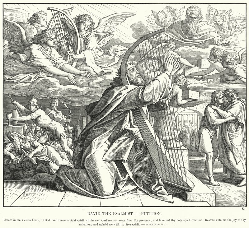 David, o Salmista, Petição (gravura) de Julius (after) Schnorr von Carolsfeld