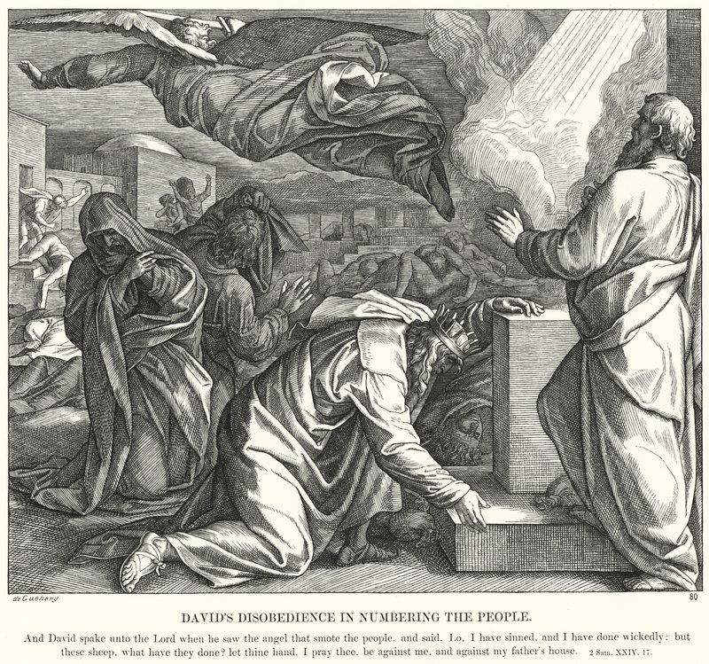 A Desobediência de David em Numerar o Povo (gravação) de Julius (after) Schnorr von Carolsfeld