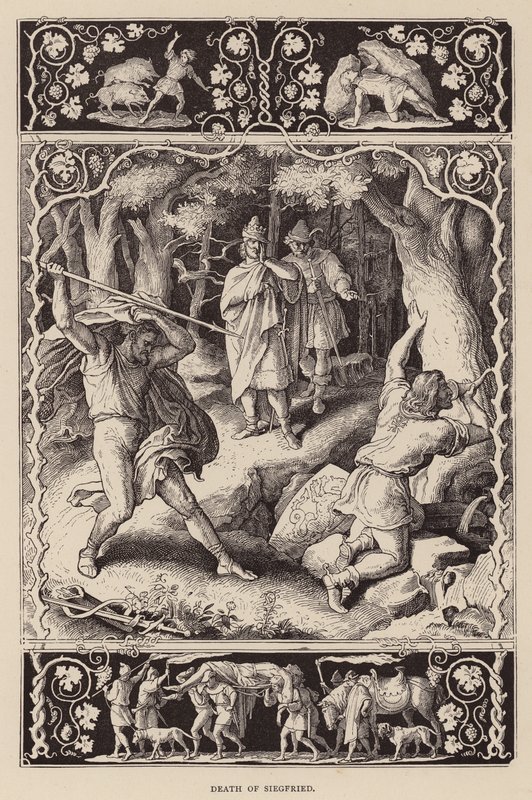 Morte de Siegfried (gravura) de Julius (after) Schnorr von Carolsfeld