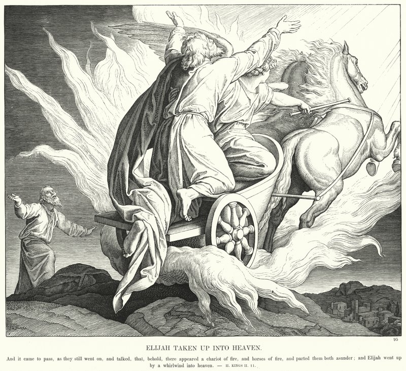 Elijah Levado para o Céu (gravação) de Julius (after) Schnorr von Carolsfeld