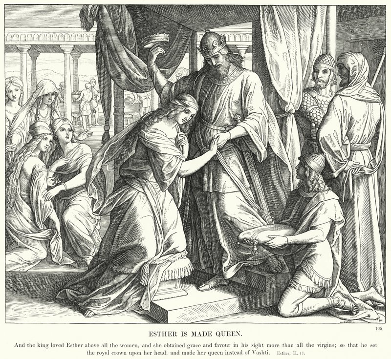 Esther é Made Queen (gravura) de Julius (after) Schnorr von Carolsfeld
