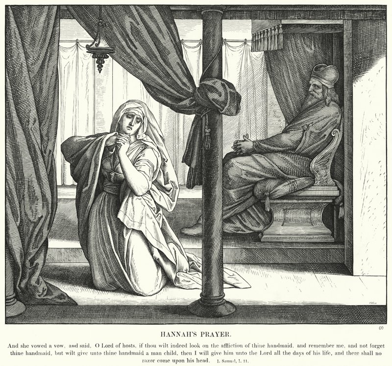 Oração de Hannah (gravura) de Julius (after) Schnorr von Carolsfeld