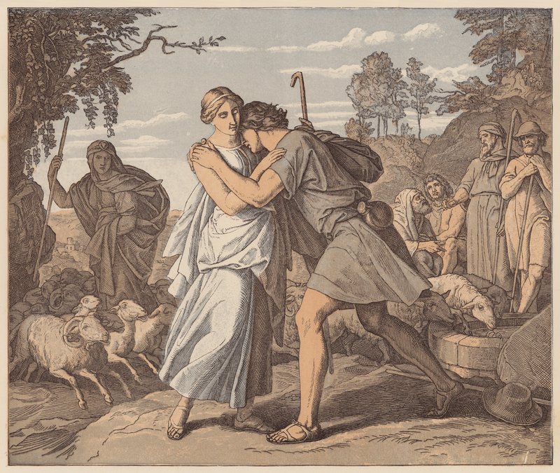 Jacob e Raquel no poço, Génesis, XXIX de Julius (after) Schnorr von Carolsfeld