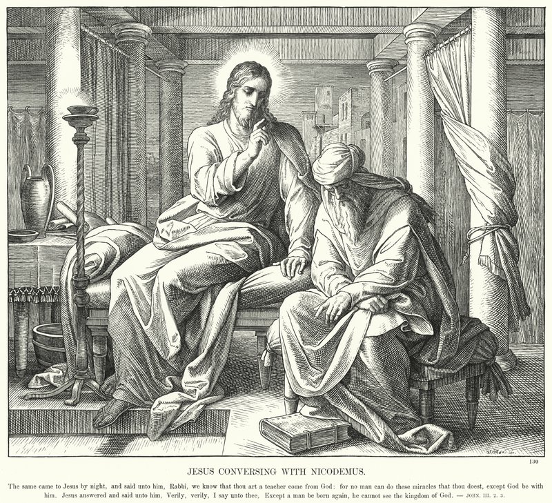Jesus Conversando com Nicodemus (gravura) de Julius (after) Schnorr von Carolsfeld