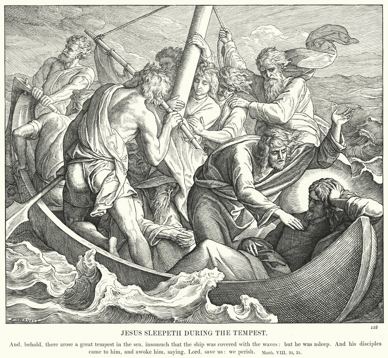 Jesus Dorme durante a Tempestade (gravura) de Julius (after) Schnorr von Carolsfeld