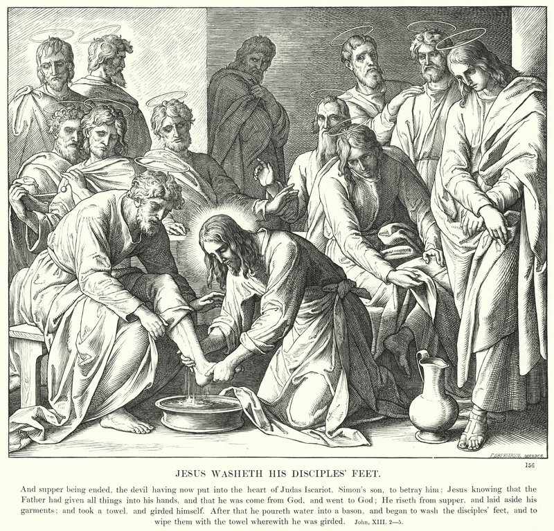 Jesus Lavou os Pés dos seus Discípulos (gravura) de Julius (after) Schnorr von Carolsfeld