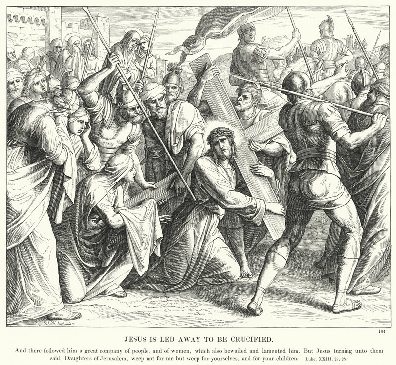 Jesus é levado para ser crucificado (gravura) de Julius (after) Schnorr von Carolsfeld
