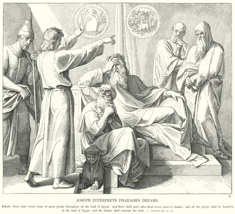 Joseph interpreta os sonhos do faraó (gravura) de Julius (after) Schnorr von Carolsfeld