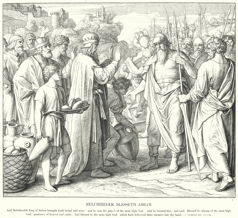 Melchizedek Blesseth Abram (gravura) de Julius (after) Schnorr von Carolsfeld